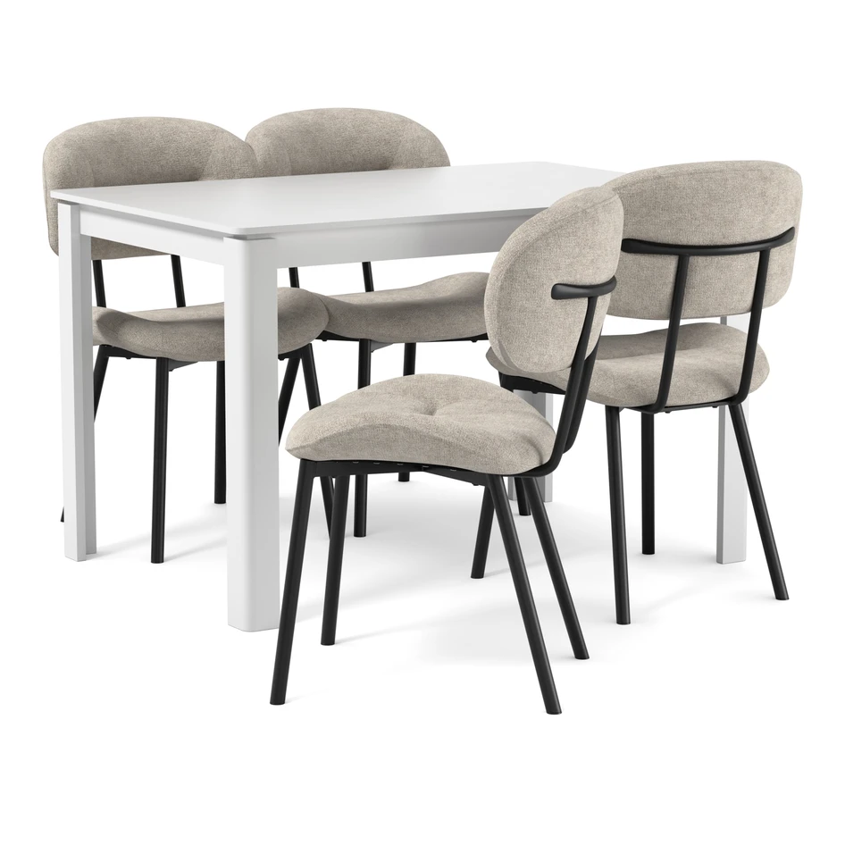 Mori - Matgrupp med 4 stolar Carol - Beige