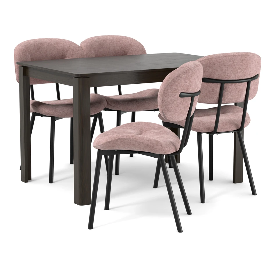 Mori - Matgrupp med 4 stolar Carol - Rosa