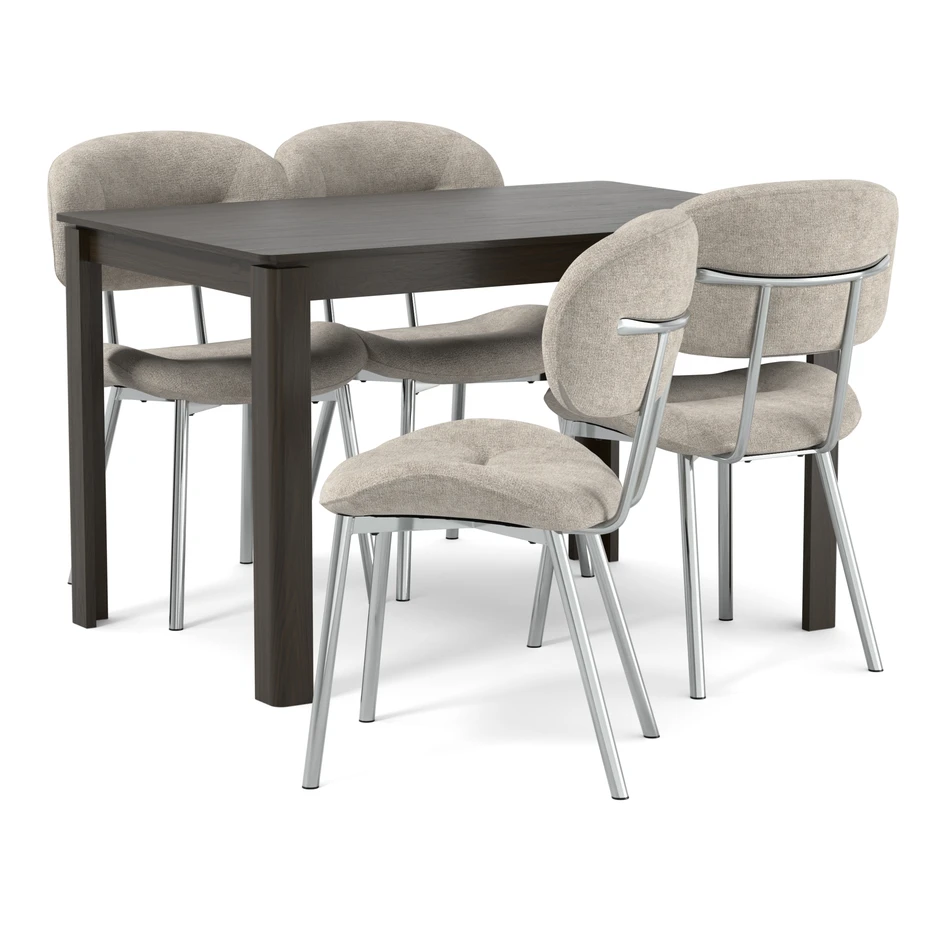 Mori - Matgrupp med 4 stolar Carol - Beige