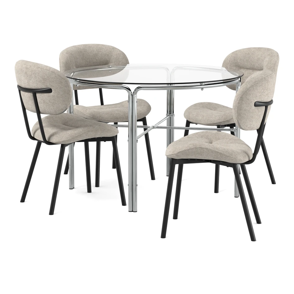 Mattina - Matgrupp med 4 stolar Carol - Beige
