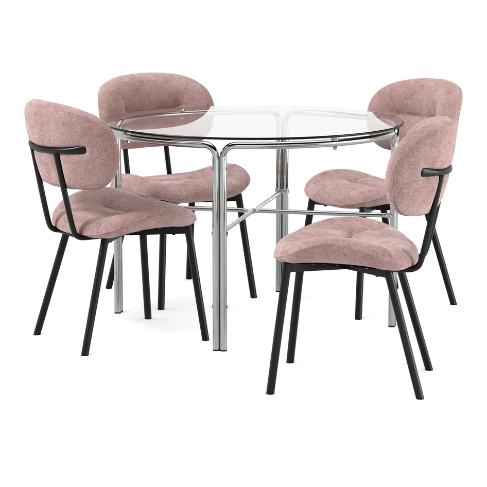 Mattina - Matgrupp med 4 stolar Carol - Rosa
