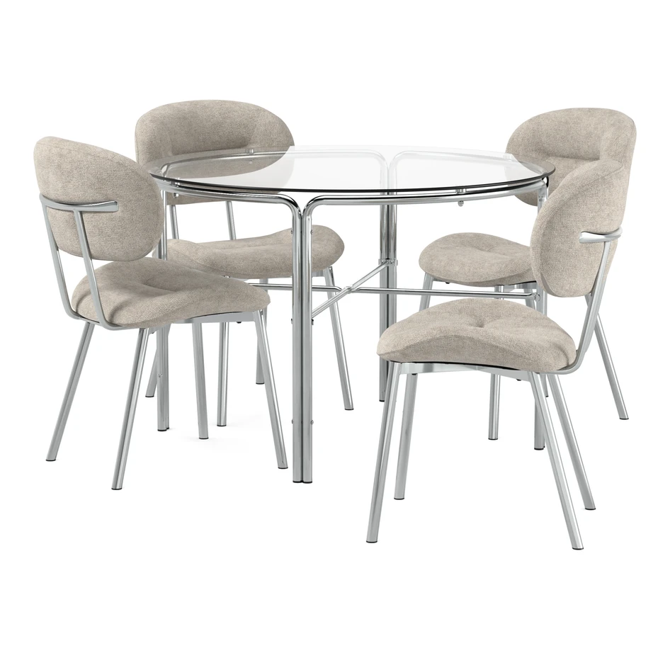 Mattina - Matgrupp med 4 stolar Carol - Beige