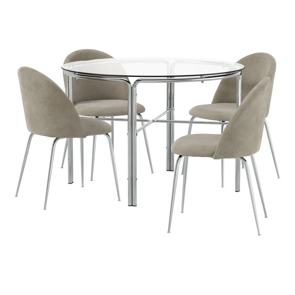 Mattina - Matgrupp med 4 stolar Kiwi - Beige