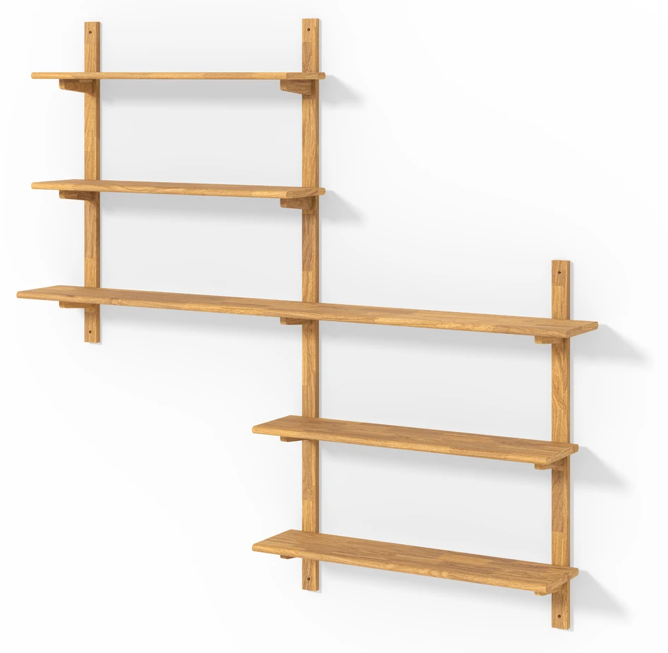 Living/Axel - Vägghylla med 3 konsoler & 5 hyllplan, 160x22x149 cm - Beige