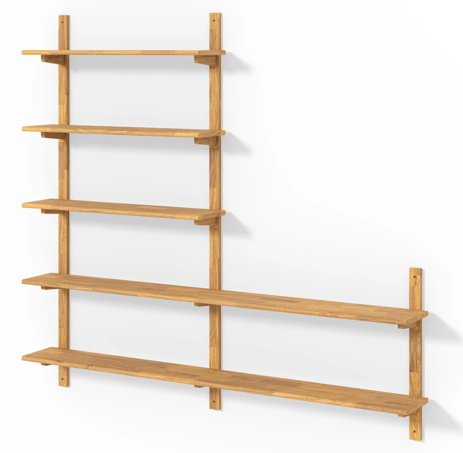 Living/Axel - Vägghylla med 3 konsoler & 5 hyllplan, 160x22x149 cm - Beige