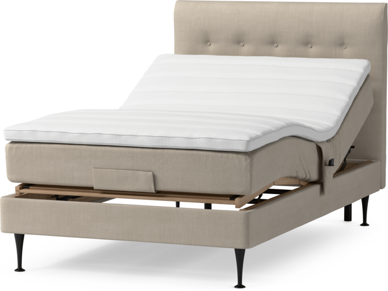 Roma Family - Ställbar säng, enkelsäng med bäddmadrass och sänggavel låg pikerad, B 90-120