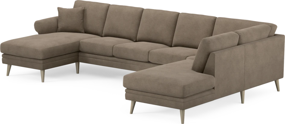Eden - 3-sits soffa med schäslong vänster och divan höger - Brun