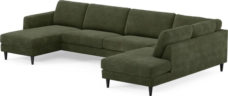 Bridge - 3-sits soffa med schäslong vänster och divan höger - Grön