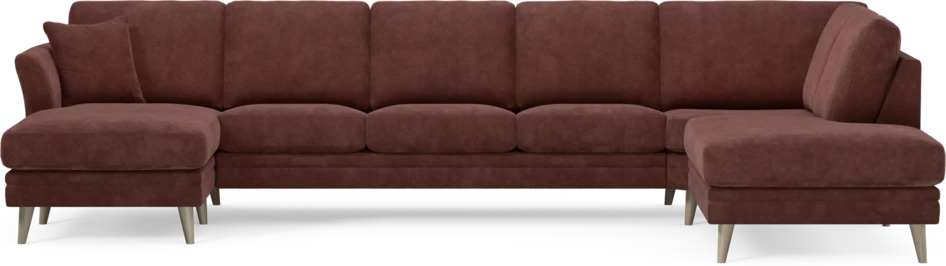 Eden - 3-sits soffa med schäslong vänster och divan höger - Röd