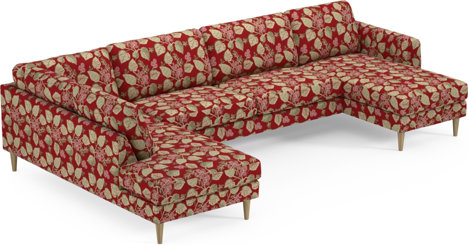 Bridge - 3-sits soffa med divan vänster och schäslong höger - Röd