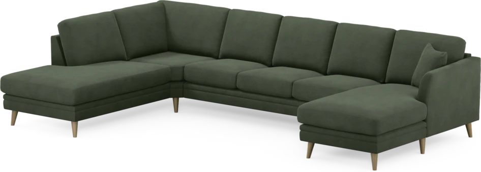 Eden - 3-sits soffa med divan vänster och schäslong höger - Grön