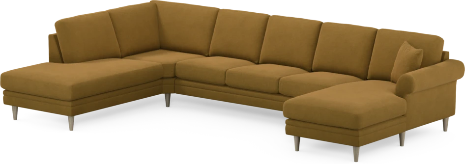 Eden - 3-sits soffa med divan vänster och schäslong höger - Gul