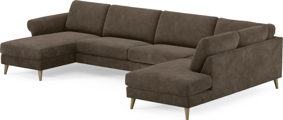 Bridge - 3-sits soffa med schäslong vänster och divan höger - Brun