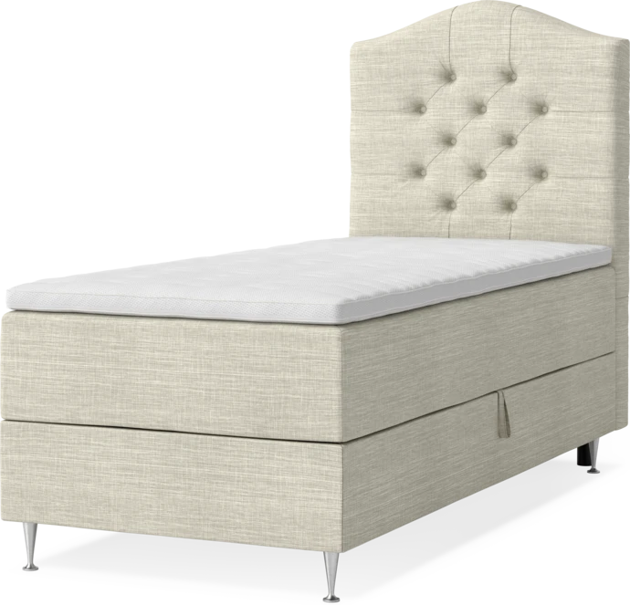 New York, Förvaringssäng, enkelsäng med bäddmadrass, sängben och sänggavel välvd