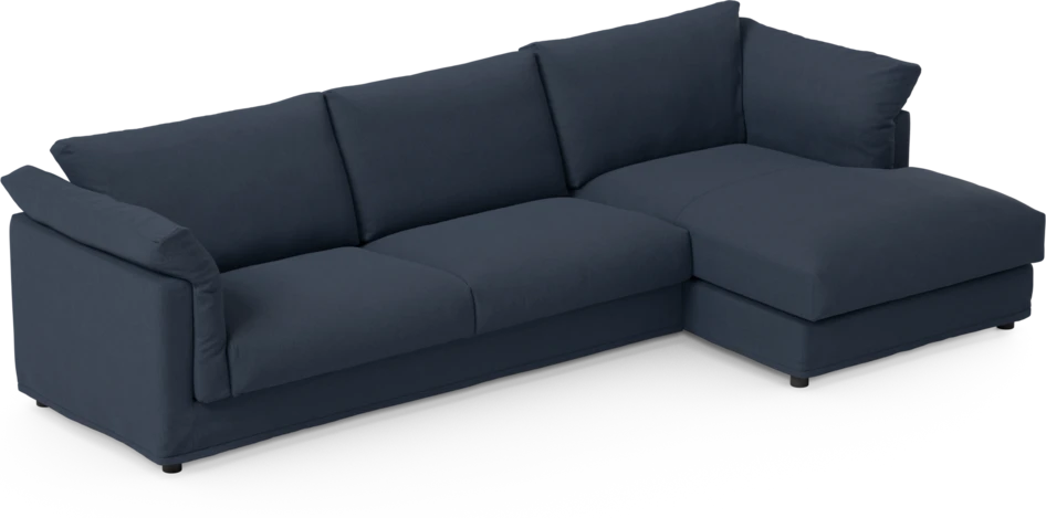 Cherrie - 3-sits soffa med schäslong höger, med kappa - Blå