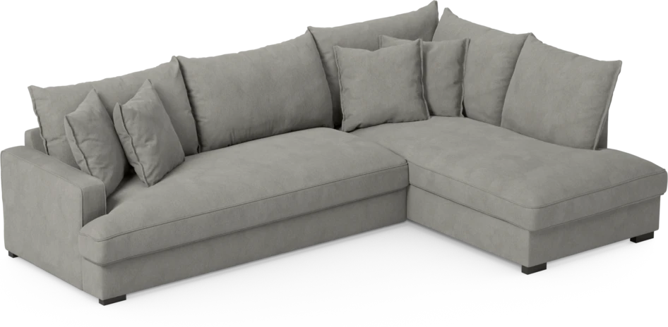 Mila - 3-sits soffa med divan höger, hel dyna - Grå