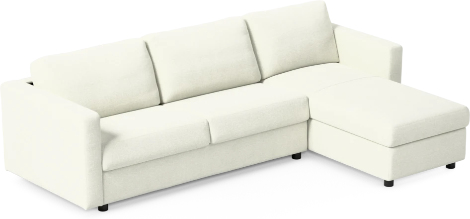 Lindö - Bäddsoffa 2,5-sits med schäslong, vändbar - Vit
