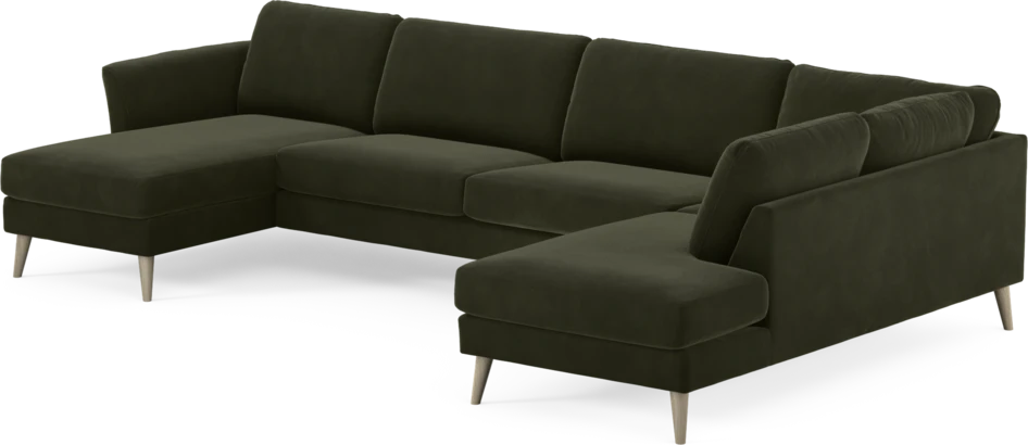 Bridge - 3-sits soffa med schäslong vänster och divan höger - Grön