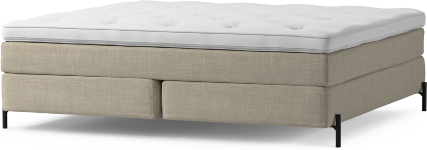 Delux Sense - Kontinentalsäng, dubbelsäng med bäddmadrass och sängben - Beige