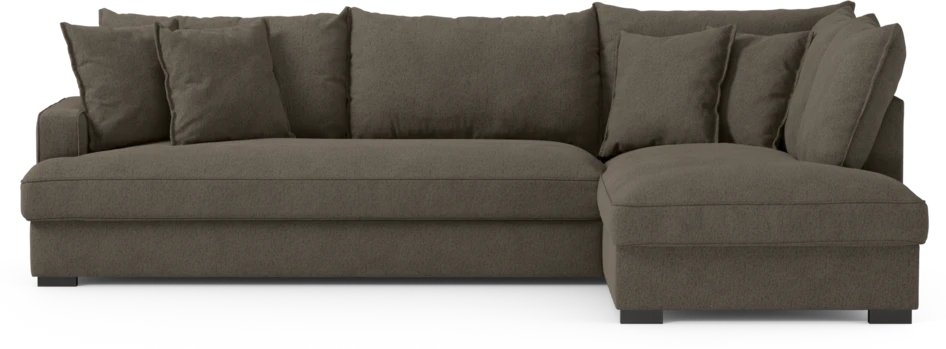 Mila - 3-sits soffa med divan höger, hel dyna - Brun
