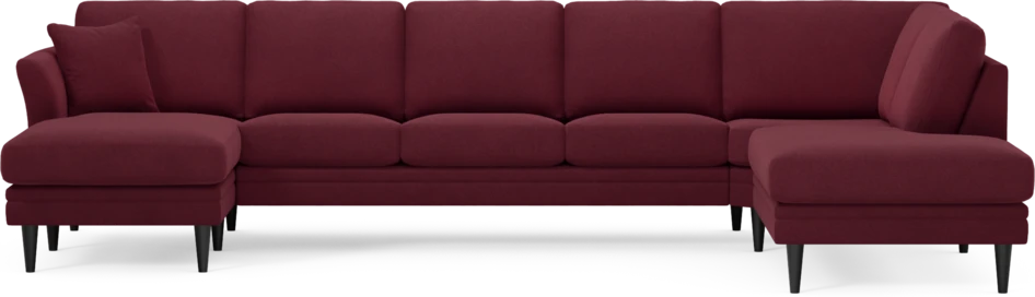 Eden - 3-sits soffa med schäslong vänster och divan höger - Röd