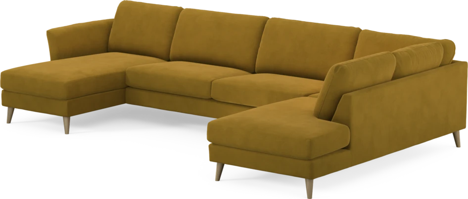 Bridge - 3-sits soffa med schäslong vänster och divan höger - Gul