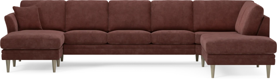 Eden - 3-sits soffa med schäslong vänster och divan höger - Röd