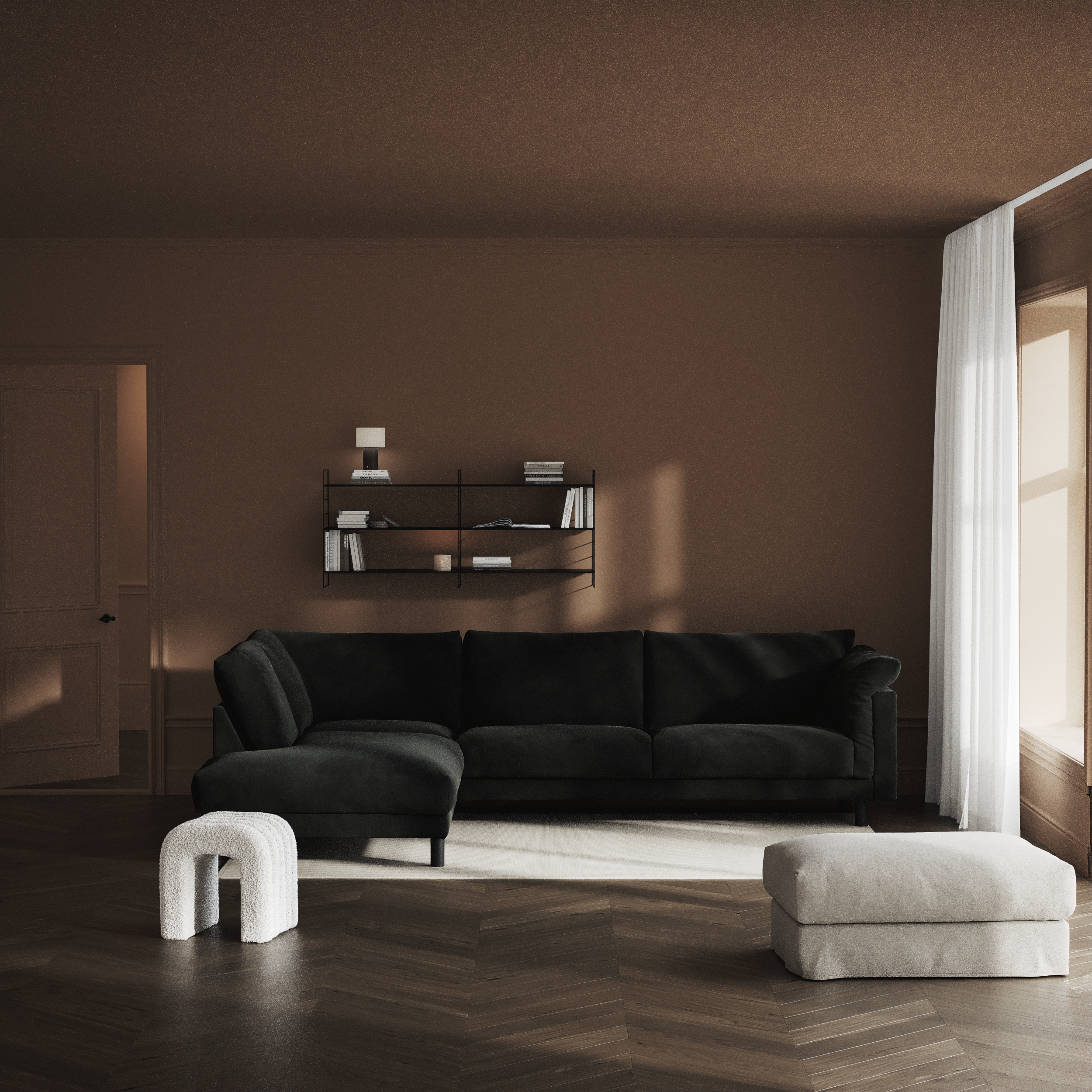 Cherrie - 3-sits soffa med divan vänster, fast klädsel - inspiration