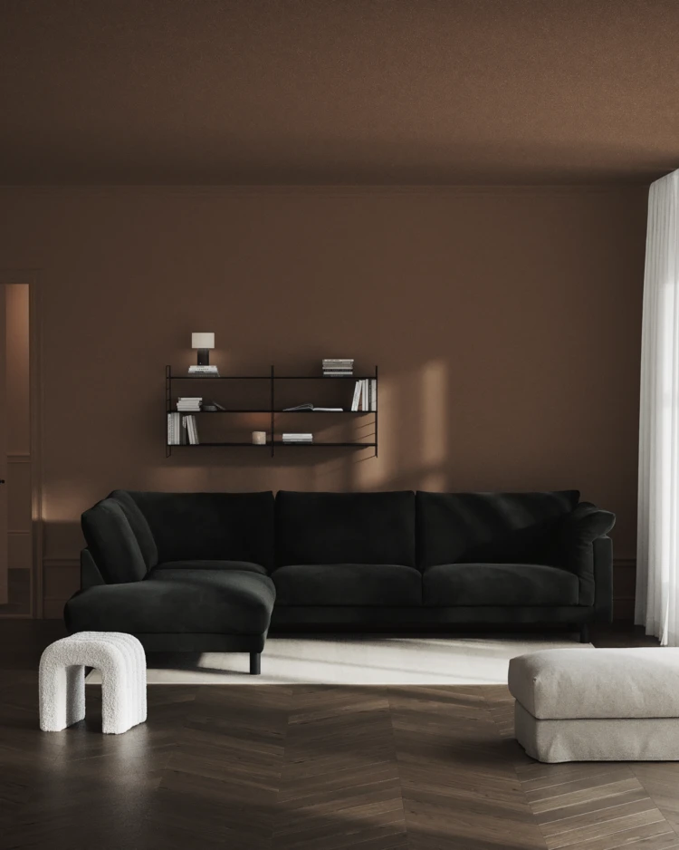 Cherrie - 3-sits soffa med divan vänster, fast klädsel - inspiration