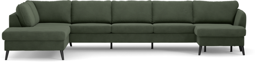 County - 4-sits soffa med divan vänster och schäslong höger - Grön