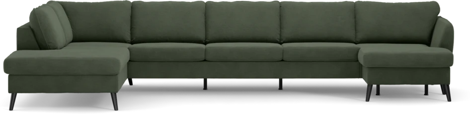 County - 4-sits soffa med divan vänster och schäslong höger - Grön