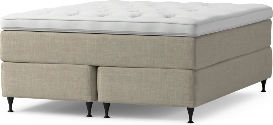 Delux Exclusive - Kontinentalsäng, dubbelsäng med bäddmadrass och sängben - Beige