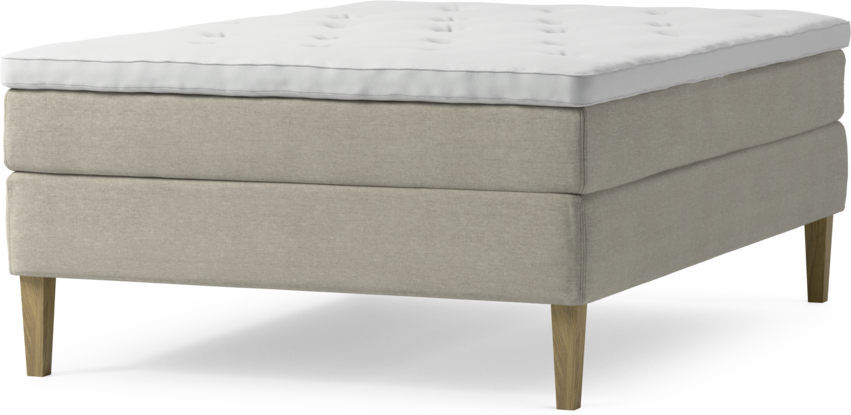 Delux Sense - Kontinentalsäng, enkelsäng 140 cm med bäddmadrass och sängben - Beige