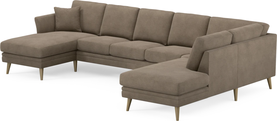 Eden - 3-sits soffa med schäslong vänster och divan höger - Brun