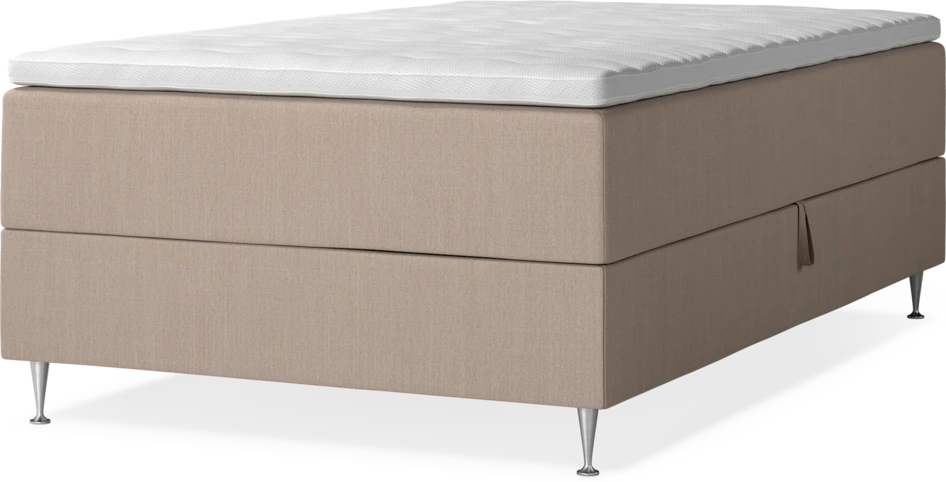 New York - Förvaringssäng, enkelsäng med bäddmadrass, sängben och sängben - Beige