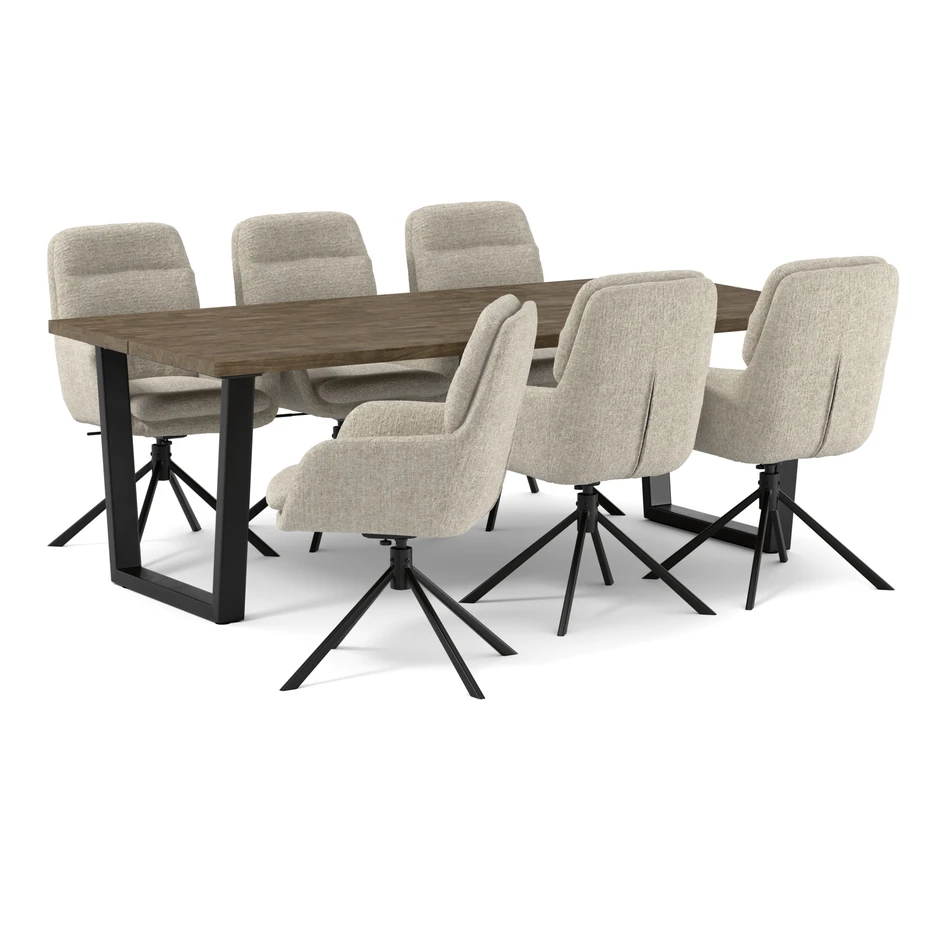 Eastwood - Matgrupp med 6 stolar Aledo - Beige