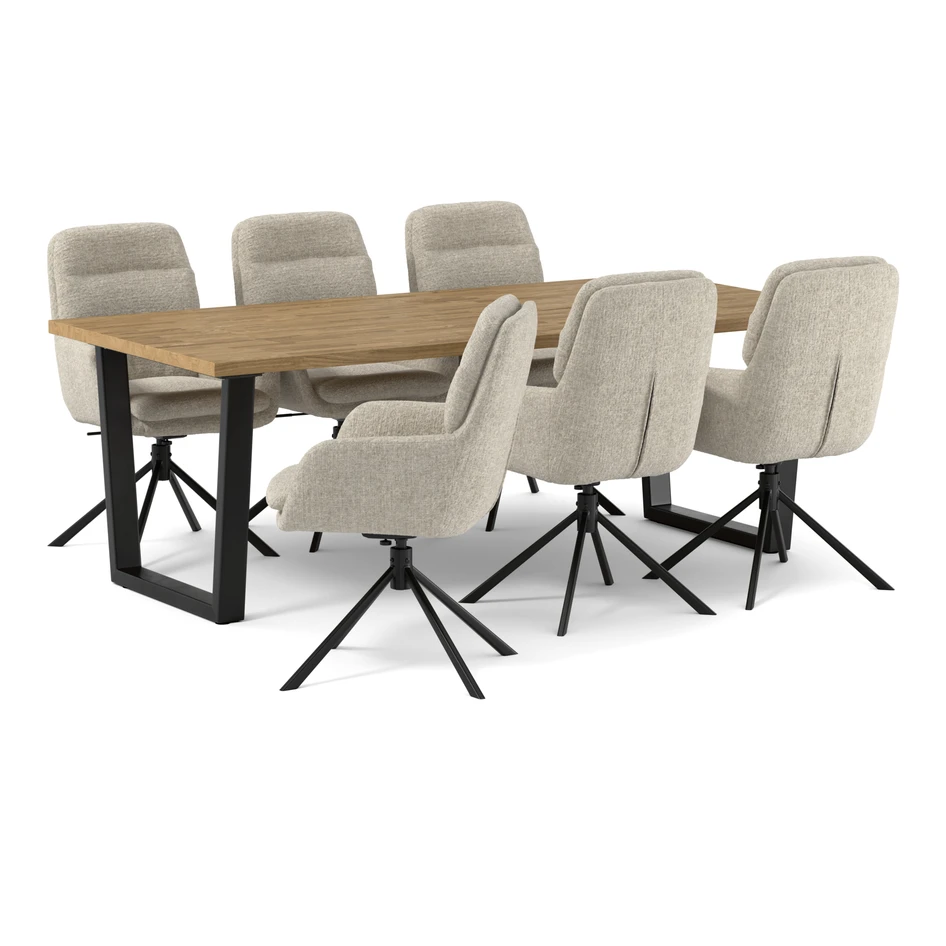Eastwood - Matgrupp med 6 stolar Aledo - Beige