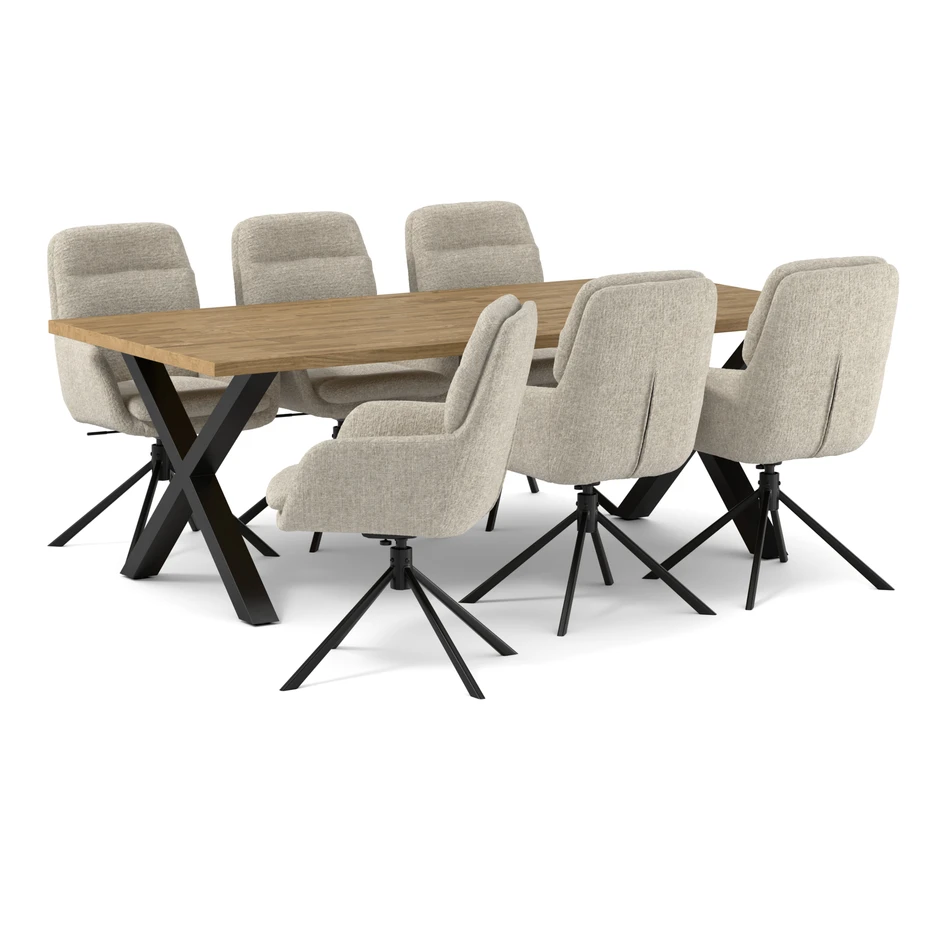 Eastwood - Matgrupp med 6 stolar Aledo - Beige
