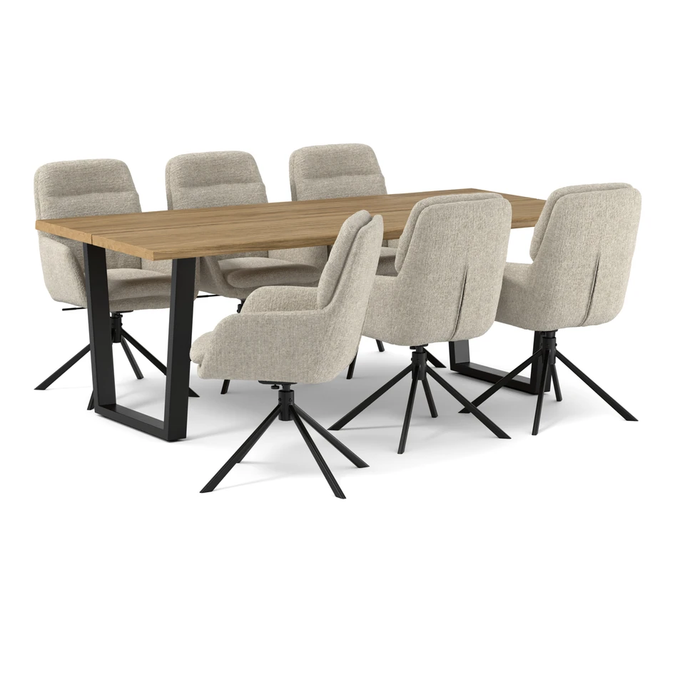 Eastwood live - Matgrupp med 6 stolar Aledo - Beige