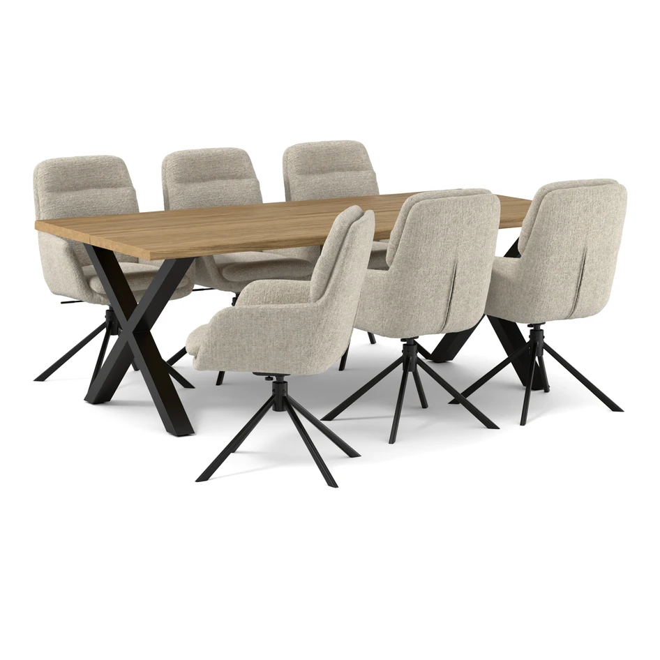 Eastwood live - Matgrupp med 6 stolar Aledo - Beige
