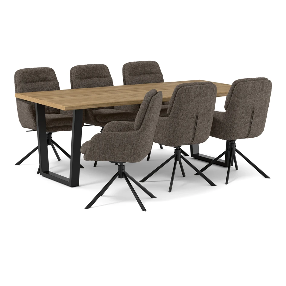 Eastwood live - Matgrupp med 6 stolar Aledo - Brun