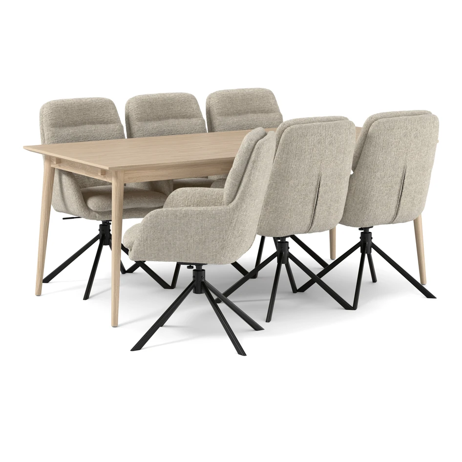 Harry - Matgrupp med 6 stolar Aledo - Beige
