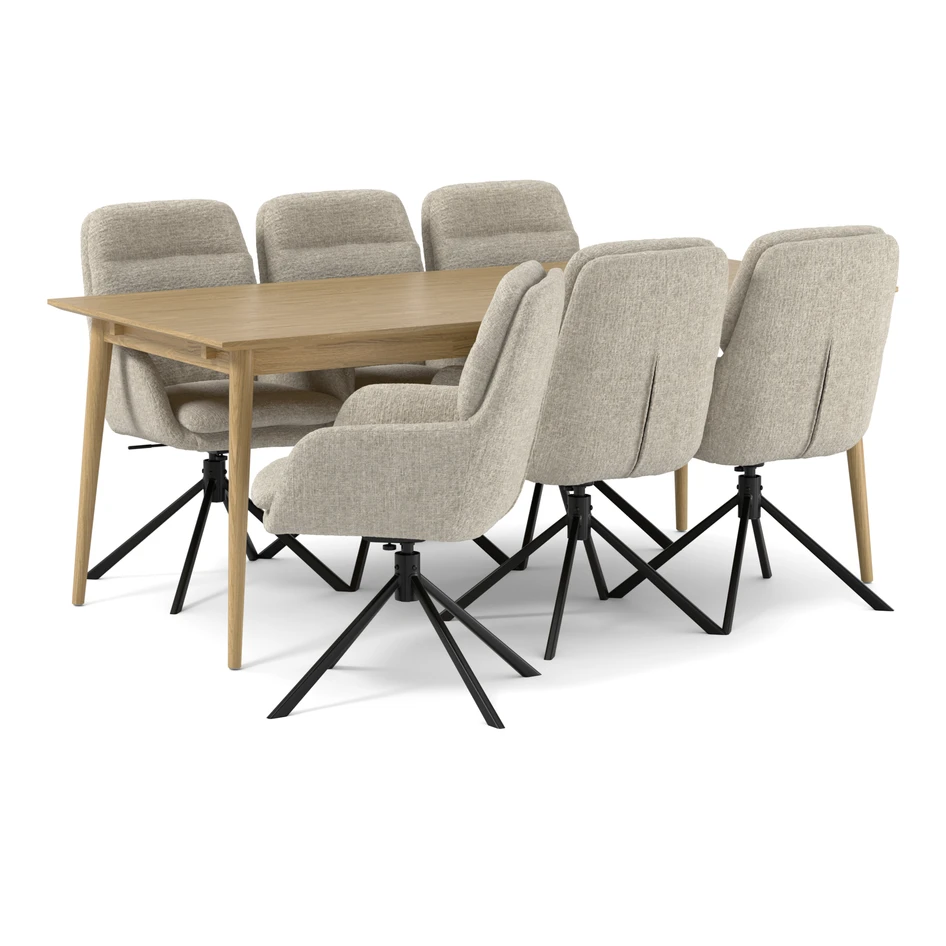 Harry - Matgrupp med 6 stolar Aledo - Beige