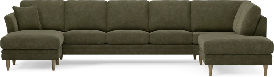 Eden - 3-sits soffa med schäslong vänster och divan höger - Grön