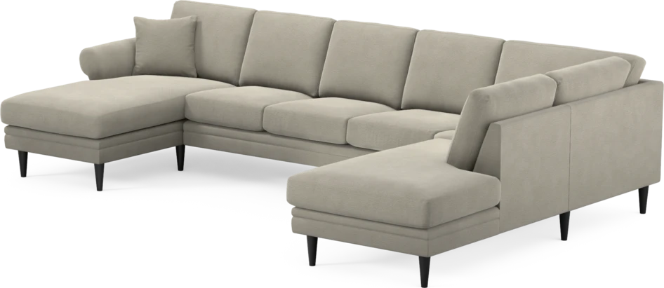 Eden - 3-sits soffa med schäslong vänster och divan höger - Brun