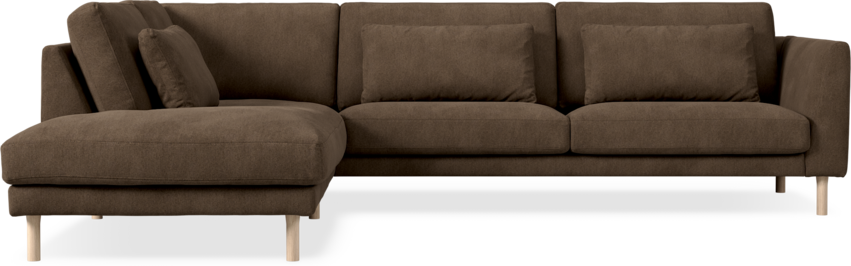 Willow - 3-sits soffa med divan vänster, fast klädsel - Brun
