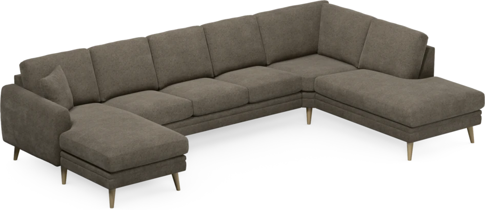 Eden - 3-sits soffa med schäslong vänster och divan höger - Brun