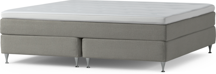 Delux Sense - Kontinentalsäng, dubbelsäng med bäddmadrass och sängben - Grå