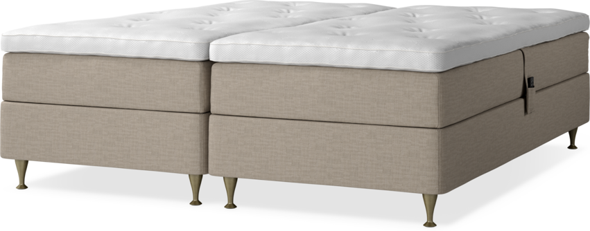 Delux Sense - Ställbar säng, dubbelsäng med bäddmadrass - Beige