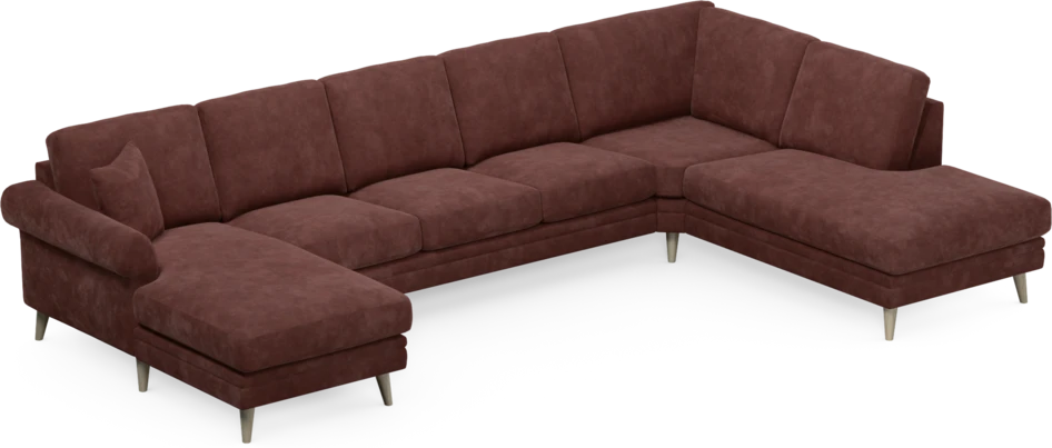 Eden - 3-sits soffa med schäslong vänster och divan höger - Röd